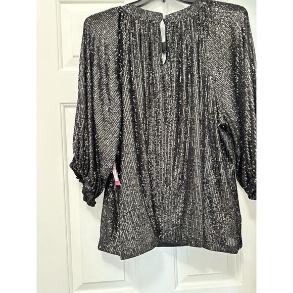 Vince Camuto Blouse Plus Size3X 3/4 Balloons Sleeves Sequin Keyhole Blouse - Picture 2 of 8